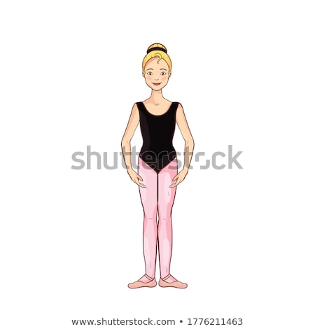 Foto d'archivio: Dancing Woman With Pink Flower Isolated Blond Girl