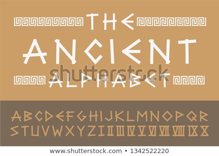 Stok fotoğraf: Greek Antique Font Trendy English Creative Alphabet Ancient Latin Letters With Roman Numerals