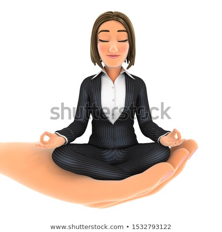 [[stock_photo]]: 3d Hand Holding Business Woman Doing Yoga