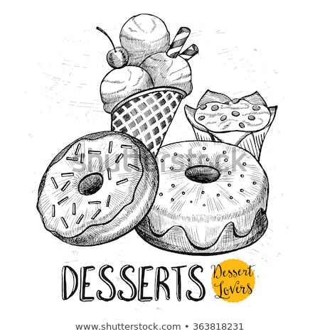 Сток-фото: Donuts Hand Drawn Doodles Illustration Sweets Poster Design