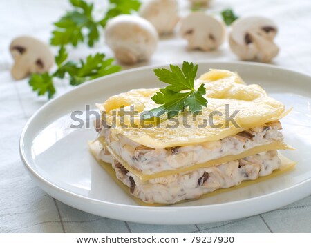 Foto d'archivio: Lasagne With Mushroom And Cheese Selective Focus