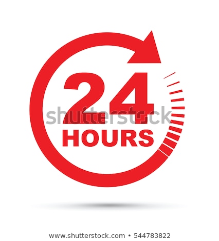 Stock photo: 24 Hours Service Red Vector Icon Design