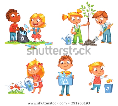 [[stock_photo]]: Little Girl Planting Flowers In Plastic Bottles