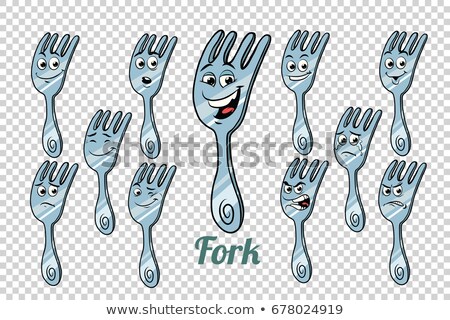 Stockfoto: Diner Fork Emotions Characters Collection Set