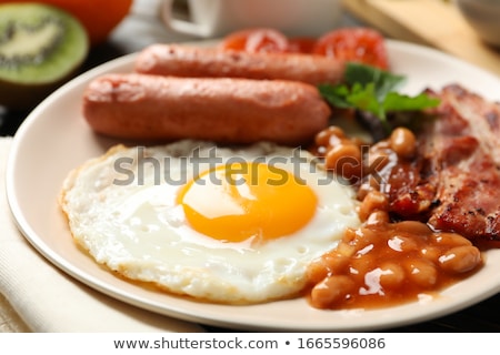 Stok fotoğraf: Traditional Full English Breakfast On Frying Pan