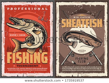 Foto stock: Fishing Or Angling Hobby Or Sport Activity Poster