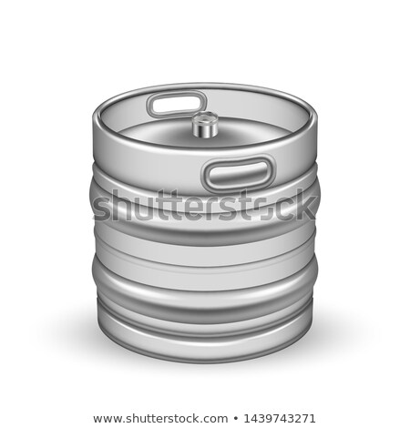 ストックフォト: Classic Chrome Metallic Cider Keg Barrel Vector