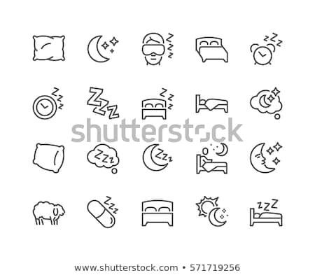 Stockfoto: Motel Comfortable Double Bed Vector Thin Line Icon