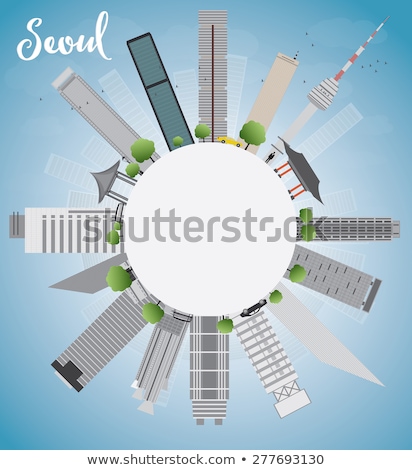 Foto stock: Seoul Skyline With Grey Building And Blue Sky