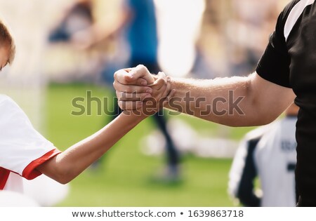 Soccer Football Kids Player And Junior Team Coach Congratulating ストックフォト © matimix