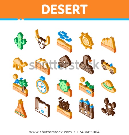 Desert Sandy Landscape Isometric Icons Set Vector Foto stock © pikepicture