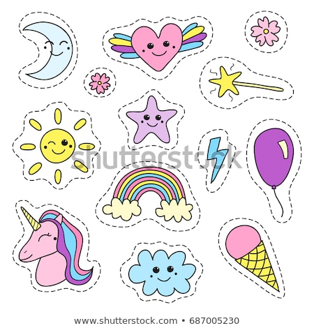 Stock photo: Contour Hearts On Pastel Background