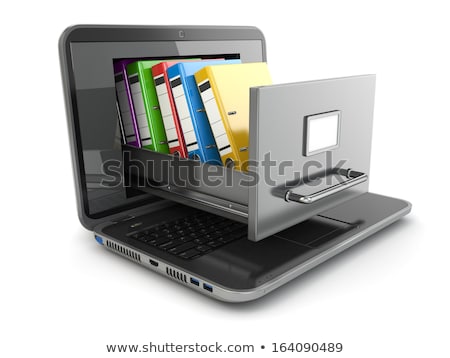 Foto stock: Data Storage Laptop And Files 3d