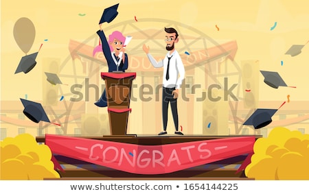 Stock fotó: Graduation Ceremony Speech By A Man Graduate At The Podium