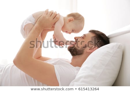 Foto stock: Happiness Baby On The Fathers Hands