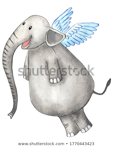 Stok fotoğraf: Doodle Watercolor Hand Drawn Elephant Isolated On White Backgro