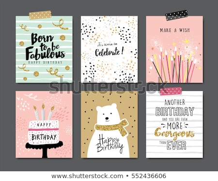 Foto d'archivio: Happy Birthday Postcards Set Vector Illustration