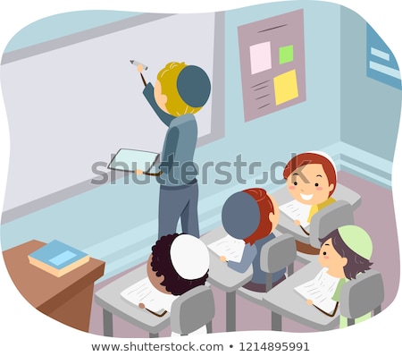 Foto stock: Stickman Kids Boys Jewish Classroom Illustration