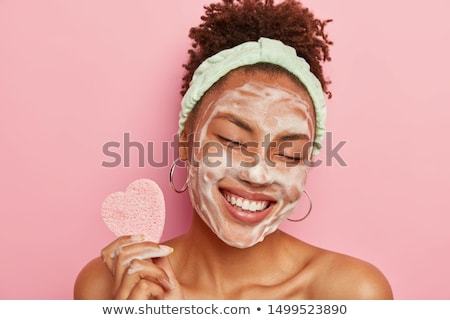 Сток-фото: Washing Face With Sponge
