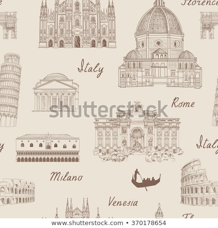 Foto stock: Italy Doodle Set Pattern