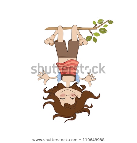 Stock photo: Amused Young Girl Standing With Her Head Hanging Down