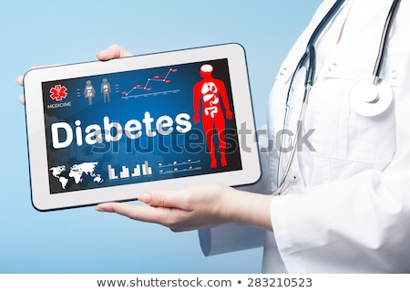 Foto stock: Tablet With The Diagnosis Diabetes On The Display