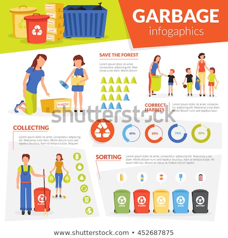 Stock photo: Trash Types Statistic Infographic With Recycling Bins