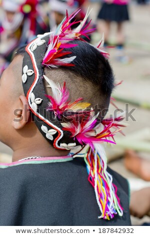 Foto d'archivio: Tribe Hat In One Boy Head At Northern Thailand