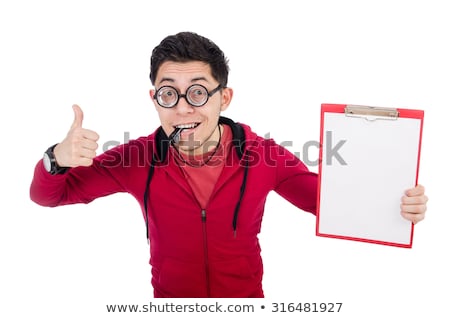 Stok fotoğraf: Funny Sportsman With Whistle Isolated On White