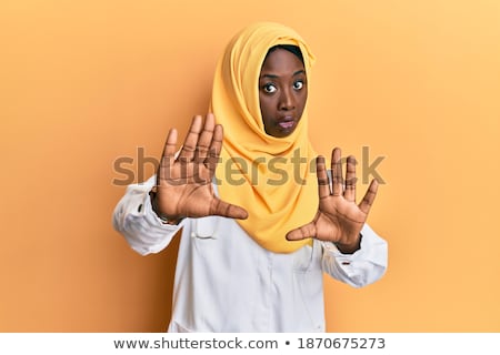 Stock fotó: Muslim Doctor Showing Stop Hand Gesture