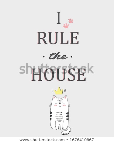 Stockfoto: Cat King In Crown Royal Pet Boss Vector Illustration