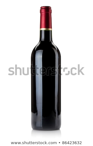 Stock foto: Red Wine Bottle And Glass And Grapevine Leaves