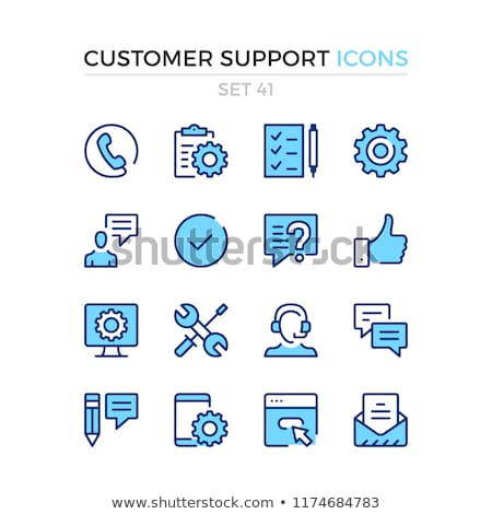 Сток-фото: Customer Support Service Color Outline Icon Set