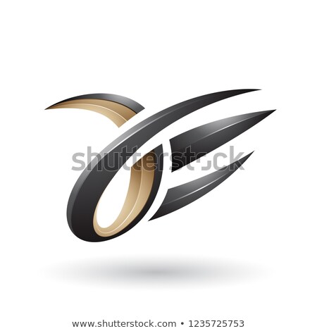 Foto d'archivio: Beige And Black 3d Claw Shaped Letter A And E Vector Illustratio