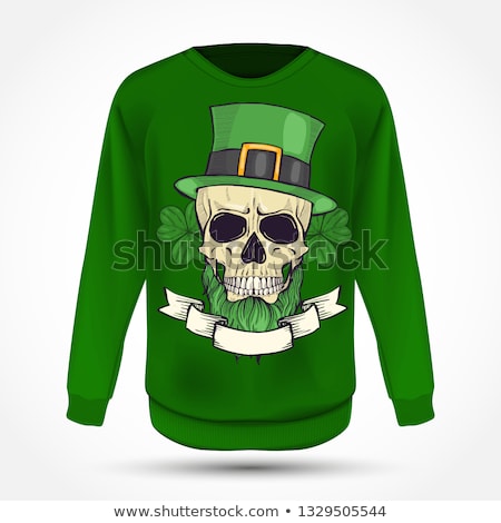 Сток-фото: Color Handdrawn Angry Skull Of Leprechaun