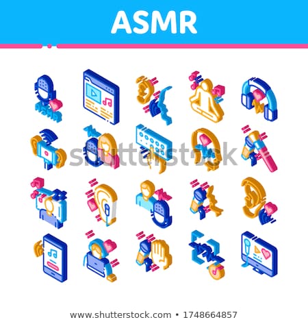 Asmr Sound Phenomenon Isometric Icons Set Vector Foto stock © pikepicture