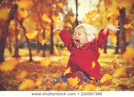 Stock foto: Cute Child In Autumn Forest