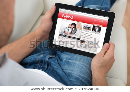 Stok fotoğraf: Man Holding Digital Tablet Closeup