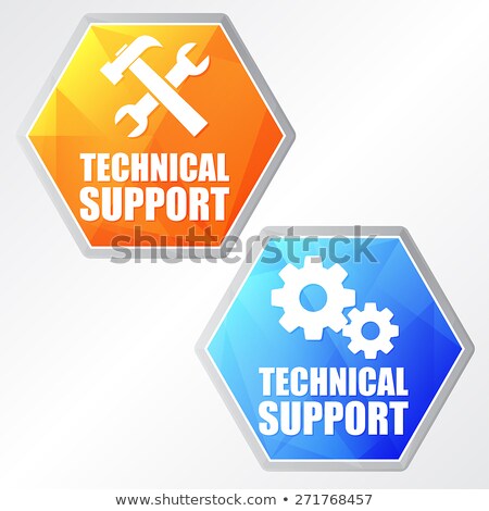Technical Support With Tools Sign And Gear Wheels Two Colors He Сток-фото © marinini