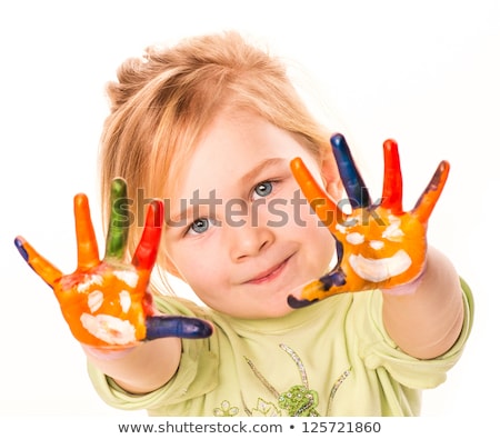 Little Girl And Finger With Painted Face Stock photo © Len44ik