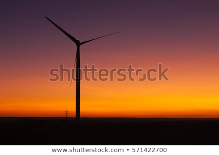 Сток-фото: Windfarm At Sunset And Sky With Dust From Volcano