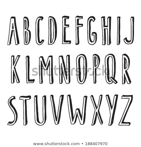 Stok fotoğraf: Cute And Happy Hand Drawn Alphabet