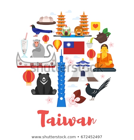 Stock fotó: Vector Flat Style Composition Of Taiwan Cultural Symbols