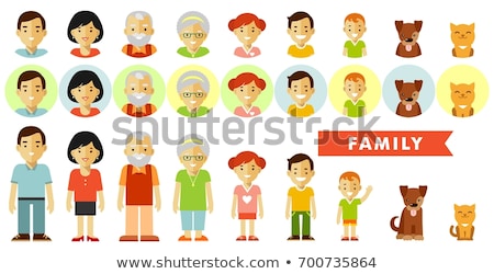 Stockfoto: Family Members Mother Father Sons And Dog Vector