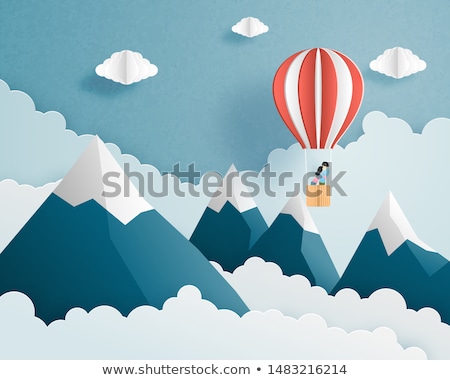 Stockfoto: Anniversary Background With Hot Air Balloon