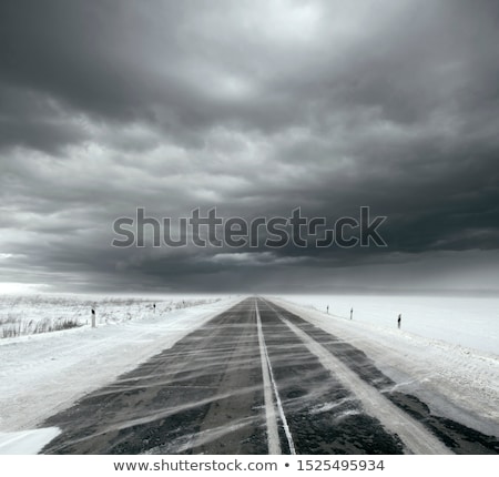 Zdjęcia stock: Stormy Sky And Snow Road