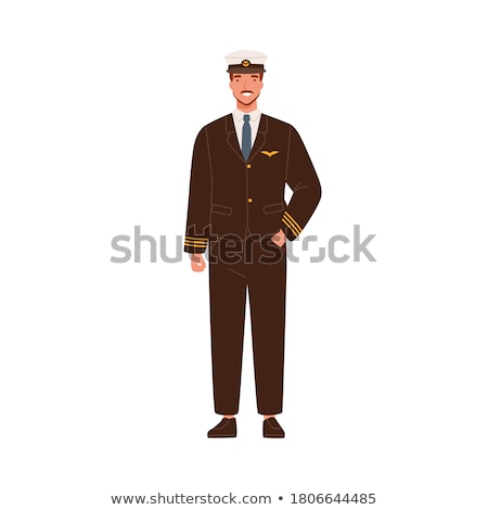 Stock photo: Smiling Civilian Aircraft Pilot Aircrew Captain Aviator Or Airman Dressed In Uniform Cheerful Mal