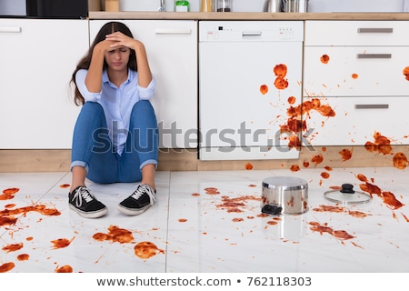 Stock fotó: Messy Kitchen Food Spill Accident