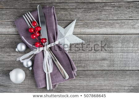 Stockfoto: Red Themed Christmas Place Setting