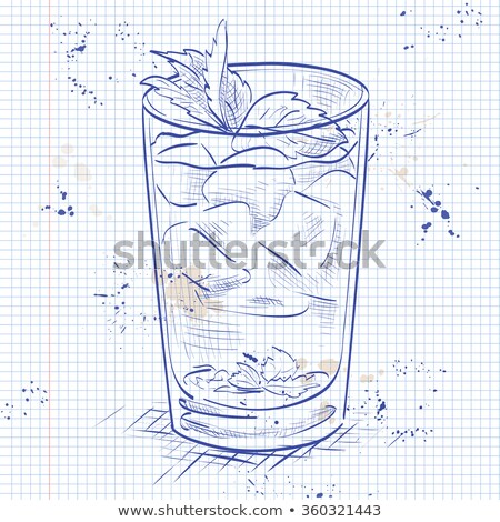 Foto stock: Cocktail Mint Julep On A Notebook Page